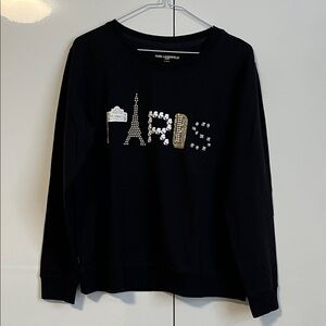 NWOT KARL LAGERFIELD Paris Embellished Crewneck Sweatshirt, Size M